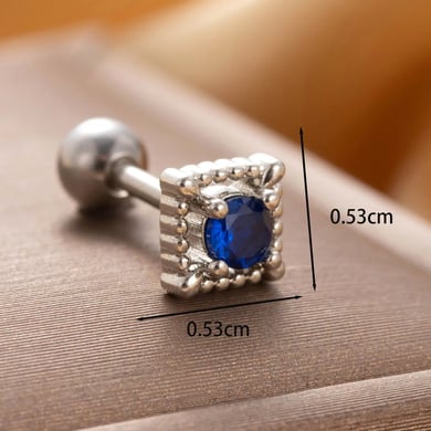 1 Piece Simple Series Classic Geometric Titanium Steel Silver Color Zircon Women's Stud Earrings h5 